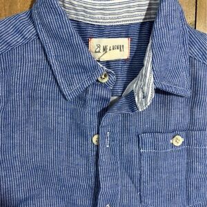 Blue pin stripe woven long sleeve dress shirt